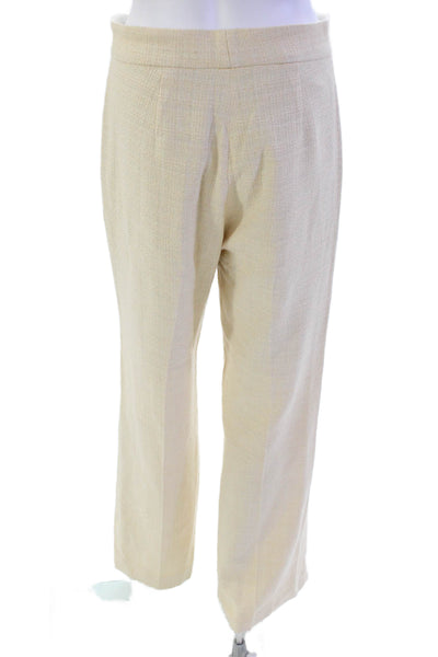 Sandro Womens Zipper Fly High Rise Pleated Knit Pants Beige Size FR 38