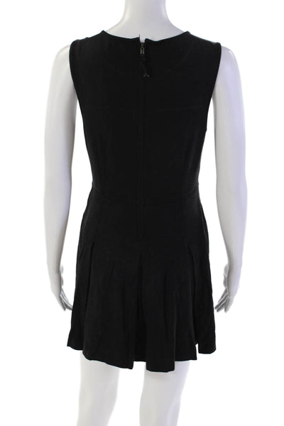 Juicy Couture Womens Back Zip Scoop Neck Pleated Mini Dress Black Size Small