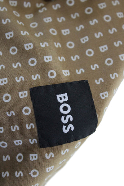 BOSS Mens Wool Flat Front Zippered Straight Dress Pants Gray Size 32
