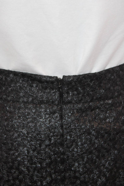 Tibi Womens Abstract Embroidered Draped Pleated Zip Up Mini Skirt Black Size 2