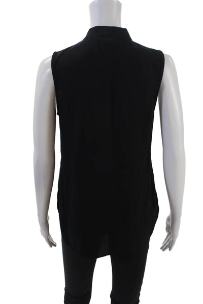 Halogen Womens Sleeveless V-Neck Rounded Hem Blouse Solid Black Size XS