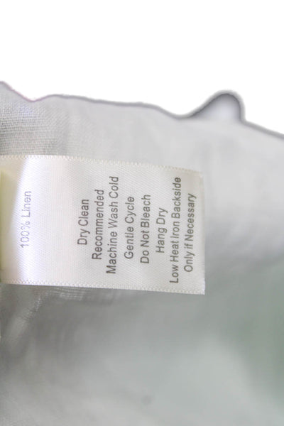 Ecru Womens Linen Collared Sleeveless Tie Detail Buttoned Blouse Green Size S