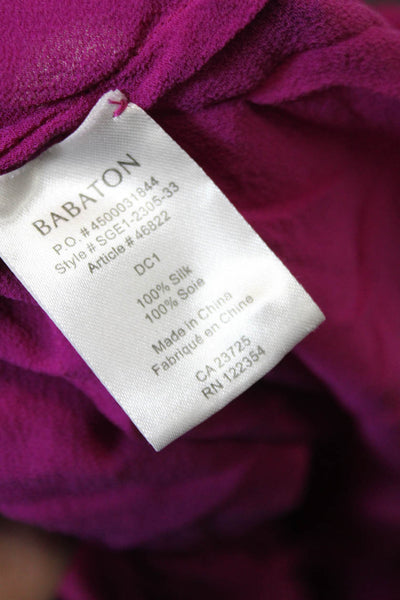 Babaton Womens Silk Long Sleeve V-Neck Layered Detail Blouse Pink Size M
