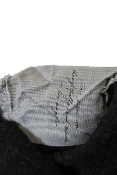 Raquel Allegra Womens Cotton Textured Straight Legged Pants Solid Black Size 3