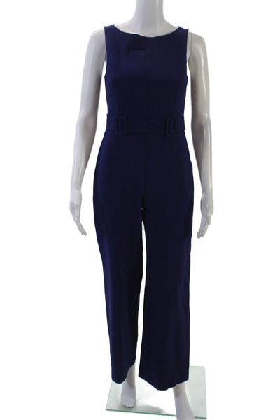 Vince Camuto Womens Sleeveless Double Buckled Wide Legged Jumpsuit Blue Size 2P