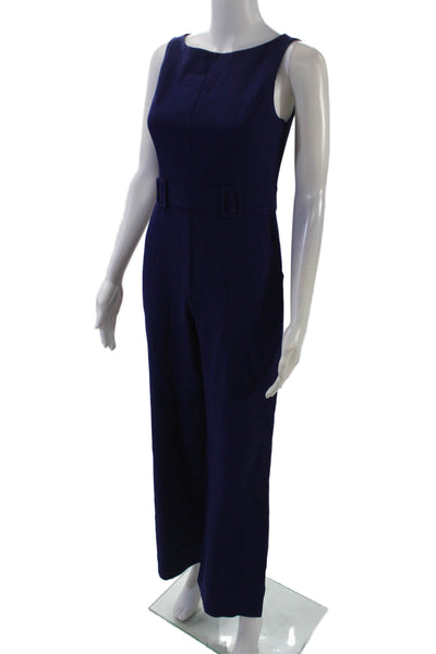 Vince Camuto Womens Sleeveless Double Buckled Wide Legged Jumpsuit Blue Size 2P