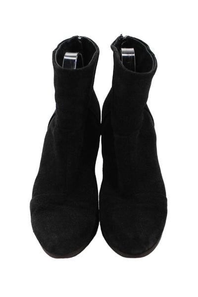 Rag & Bone Womens Back Zip Block Heel Ankle Booties Black Suede Size 37.5