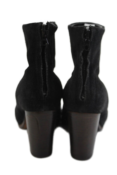 Rag & Bone Womens Back Zip Block Heel Ankle Booties Black Suede Size 37.5
