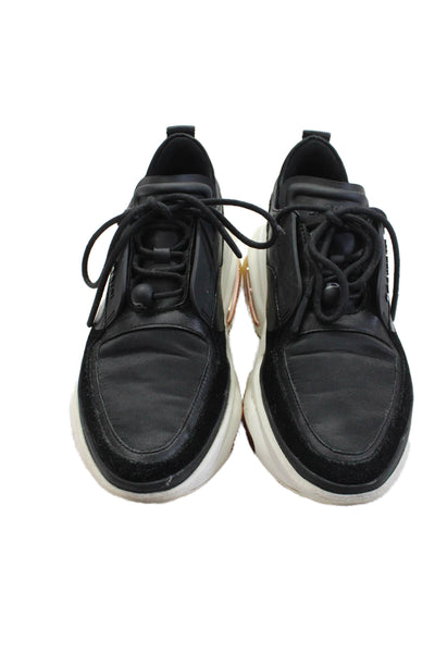 Balmain Womens Lace Up Logo Chunky Trainers Sneakers Black White Size 36