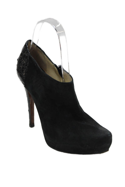 Alexandre Birman Womens Side Zip Python Skin Trim Booties Black Suede Size 6.5
