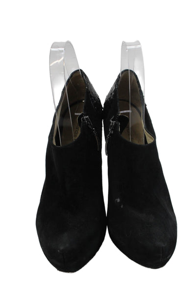 Alexandre Birman Womens Side Zip Python Skin Trim Booties Black Suede Size 6.5