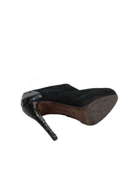 Alexandre Birman Womens Side Zip Python Skin Trim Booties Black Suede Size 6.5