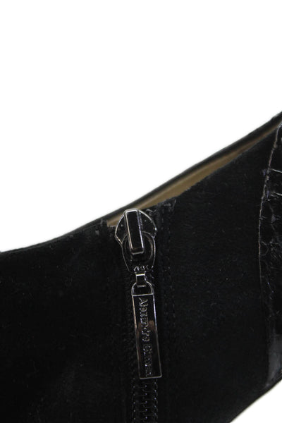 Alexandre Birman Womens Side Zip Python Skin Trim Booties Black Suede Size 6.5