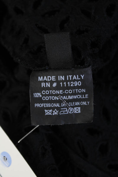 Derek Lam Womens Eyelet Sleeveless Mid Calf Sun Dress Black Cotton Size 8