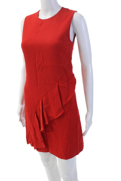 A.L.C. Womens Sleeveless Ruffled Detail Knee Length Dress Red Size 2