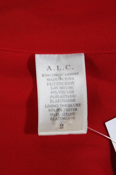 A.L.C. Womens Sleeveless Ruffled Detail Knee Length Dress Red Size 2
