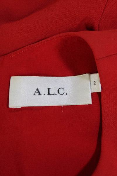 A.L.C. Womens Sleeveless Ruffled Detail Knee Length Dress Red Size 2