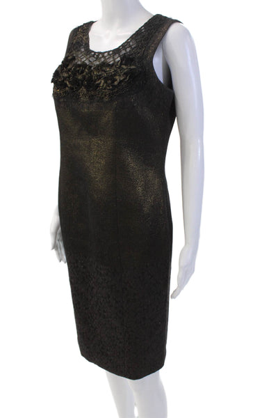 Rickie Freeman Teri Jon Womens Sleeveless Sheath Dress Bronze Cotton Size 6
