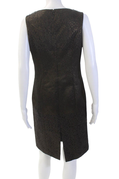 Rickie Freeman Teri Jon Womens Sleeveless Sheath Dress Bronze Cotton Size 6