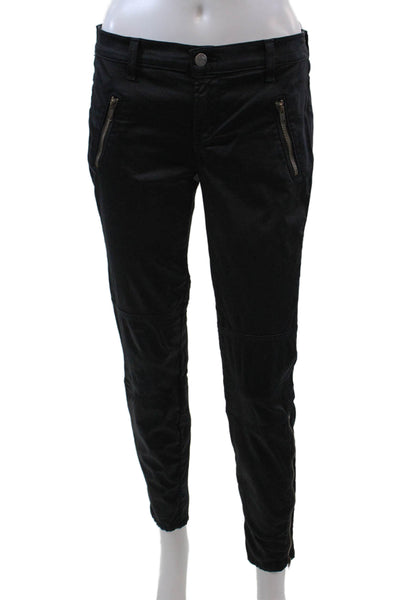 J Brand Womens Mid Rise Zip Up Slim Leg Utility Pants Black Cotton Size 26