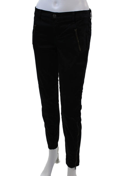 J Brand Womens Mid Rise Zip Up Slim Leg Utility Pants Black Cotton Size 26