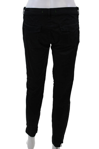 J Brand Womens Mid Rise Zip Up Slim Leg Utility Pants Black Cotton Size 26