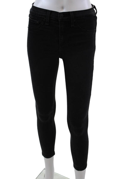 Rag & Bone Jean Womens High Rise Zip Up Leggings Jeans Black Cotton Size 26