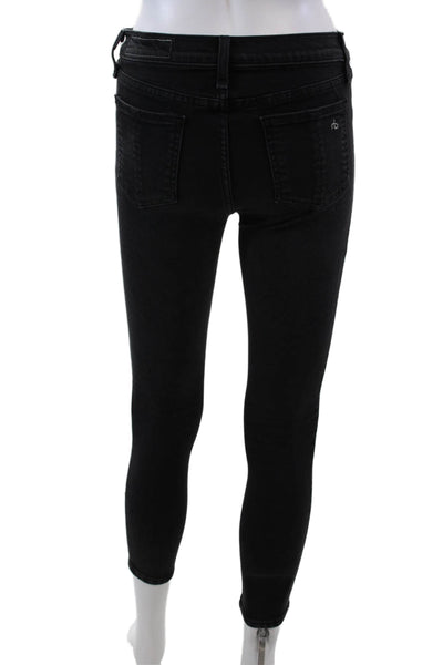 Rag & Bone Jean Womens High Rise Zip Up Leggings Jeans Black Cotton Size 26