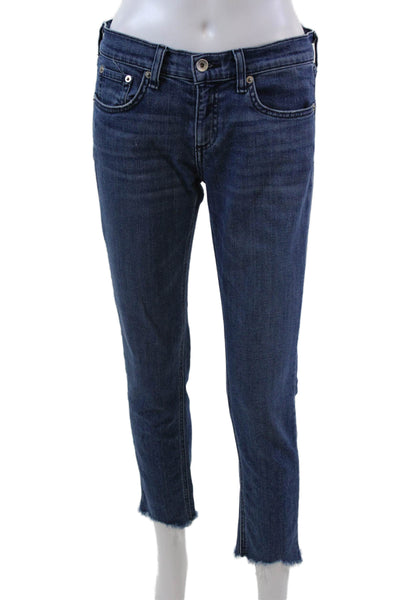 Rag & Bone Womens Dre Capri Raw Hem Slim Leg Jeans Blue Cotton Size 25