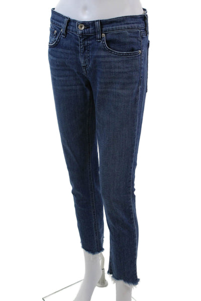 Rag & Bone Womens Dre Capri Raw Hem Slim Leg Jeans Blue Cotton Size 25