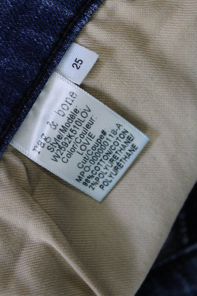Rag & Bone Womens Dre Capri Raw Hem Slim Leg Jeans Blue Cotton Size 25