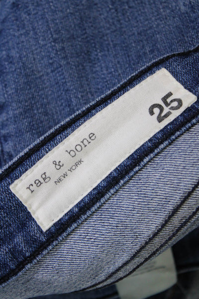 Rag & Bone Womens Dre Capri Raw Hem Slim Leg Jeans Blue Cotton Size 25