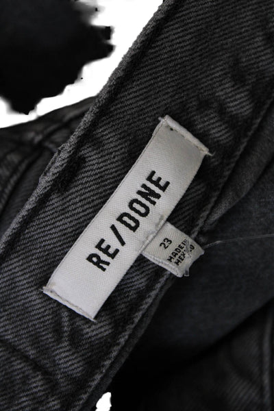 Re/Done Womens Cotton Distressed High-Rise Straight Jeans Gray Size 23