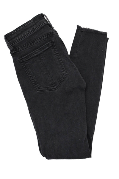 Rag & Bone Jean Womens Cotton Stretch Distressed Skinny Jeans Black Size 23