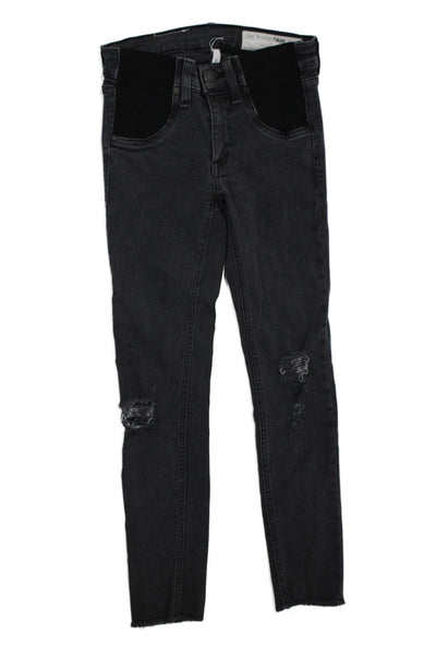 Rag & Bone Jean Womens Cotton Stretch Distressed Skinny Jeans Black Size 23