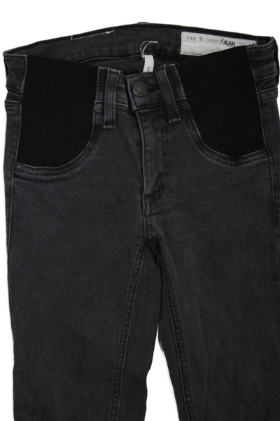 Rag & Bone Jean Womens Cotton Stretch Distressed Skinny Jeans Black Size 23