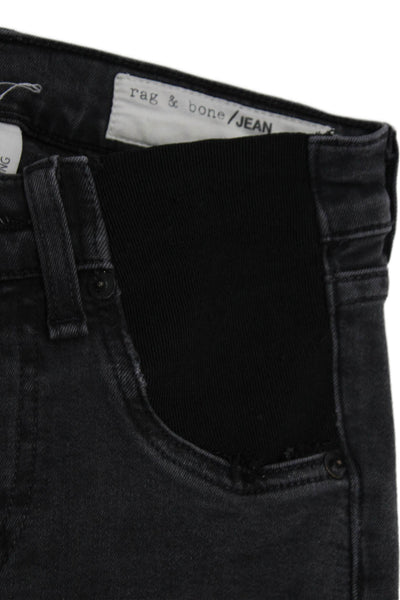 Rag & Bone Jean Womens Cotton Stretch Distressed Skinny Jeans Black Size 23