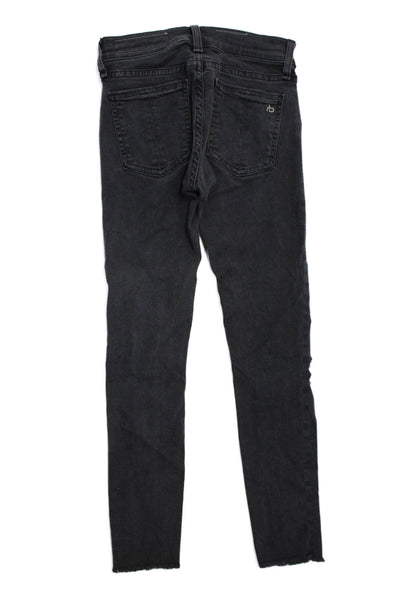 Rag & Bone Jean Womens Cotton Stretch Distressed Skinny Jeans Black Size 23