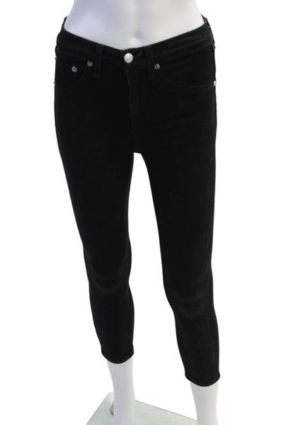 Rag & Bone Jean Womens High Rise Ankle Skinny Leg Jeans Black Cotton Size 25