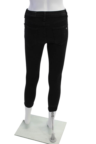 Rag & Bone Jean Womens High Rise Ankle Skinny Leg Jeans Black Cotton Size 25