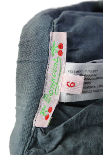 Bonpoint Girls Cotton Elastic Waist Gathered Detail Lace Trim Skirt Gray Size 6