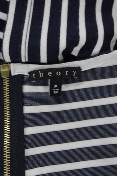 Theory Womens Striped Half Sleeve Round Neck T-Shirt Dress Navy Blue Size P