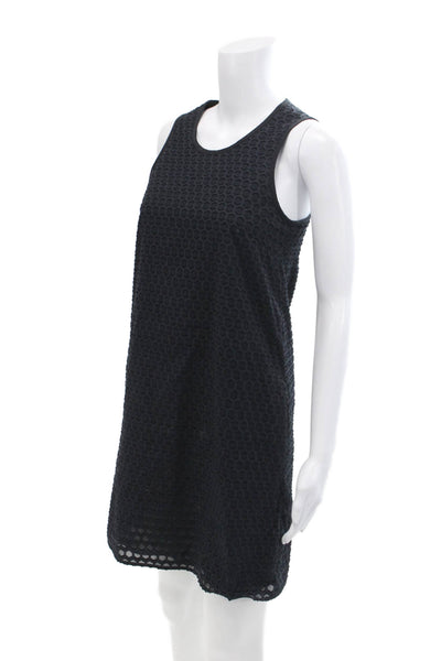 Rag & Bone Womens Cotton Geometric Back Zipped A-Line Dress Navy Blue Size 2XS