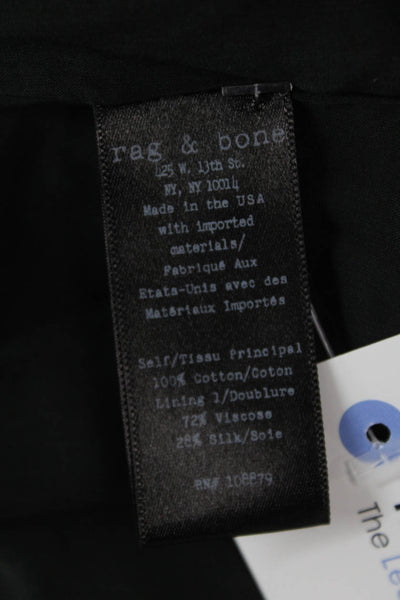 Rag & Bone Womens Cotton Geometric Back Zipped A-Line Dress Navy Blue Size 2XS