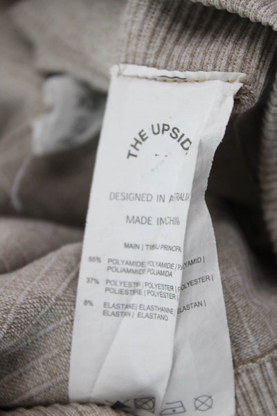 The Upside Womens Solid High Rise Ribbed Ankle Leggings Beige Size XS