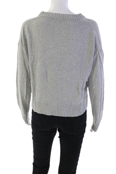Z Supply Womens Cotton Crew Neck NYC Graphic Knit Cropped Sweater Gray Size XS
