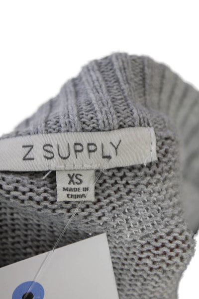 Z Supply Womens Cotton Crew Neck NYC Graphic Knit Cropped Sweater Gray Size XS