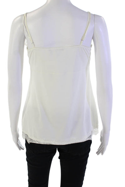 Set Womens Spaghetti Strap V-Neck Lace Trim Camisole Top Solid White Size 10