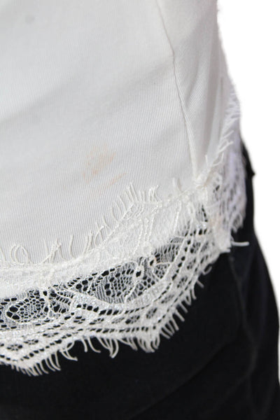 Set Womens Spaghetti Strap V-Neck Lace Trim Camisole Top Solid White Size 10