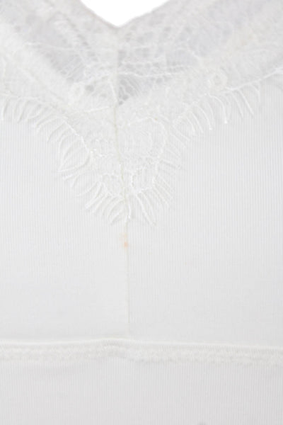 Set Womens Spaghetti Strap V-Neck Lace Trim Camisole Top Solid White Size 10